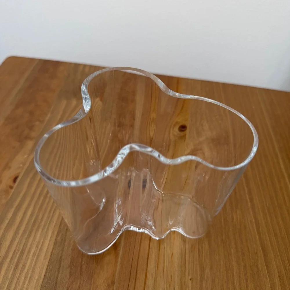 Iittala Alvar Aalto Clear Glass Savoy Vase Mid-Century Modern Finnish Art Glass